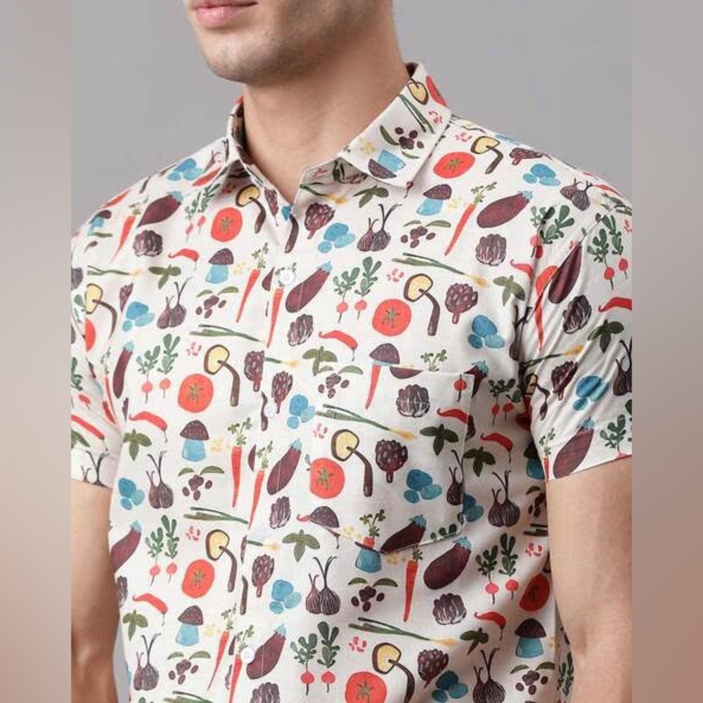 ChArmkpR Men's Multicolor Vegetable Patterned printed half sleeve shirt w